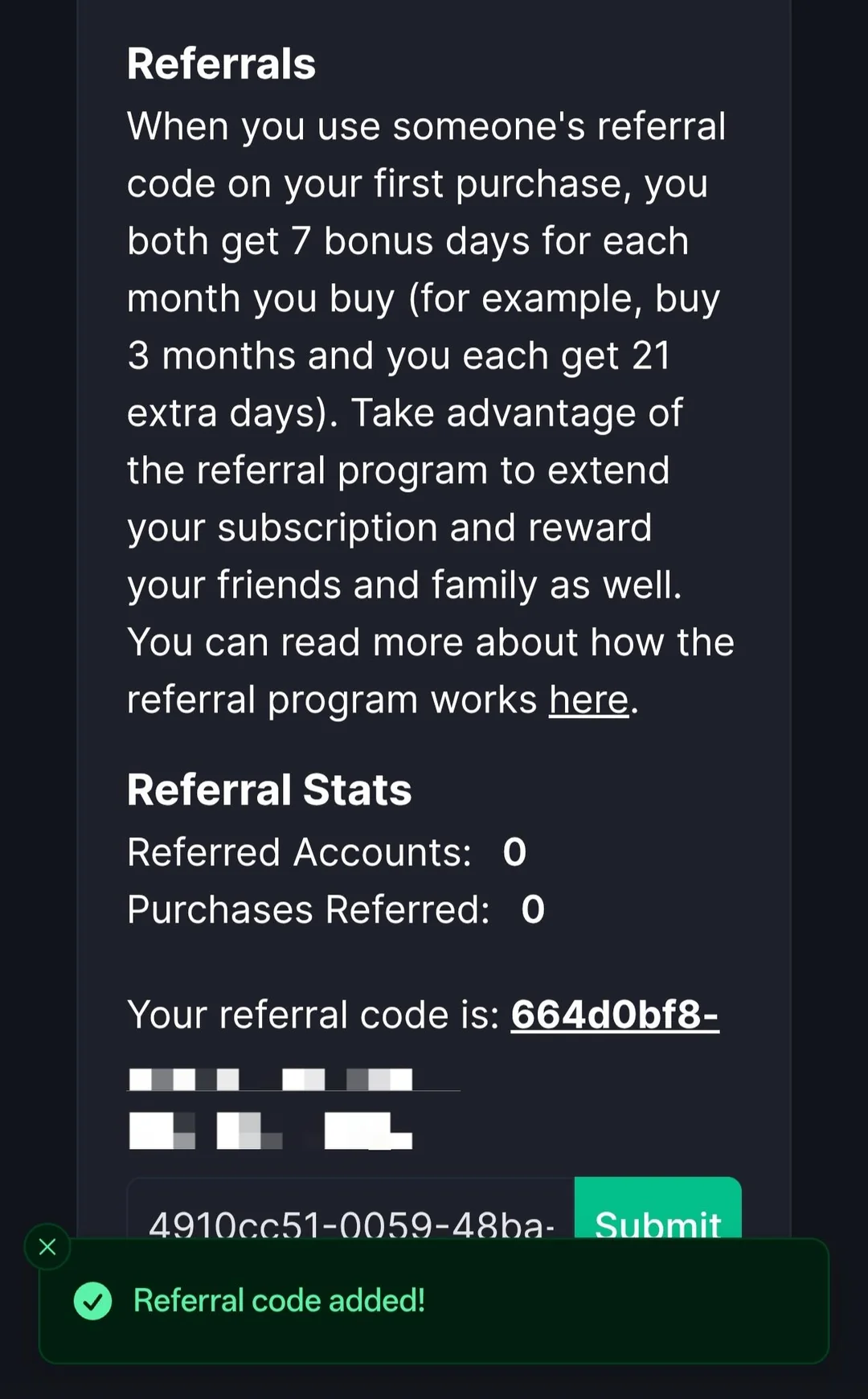 TorBox referral program: 7 bonus days per month for both parties